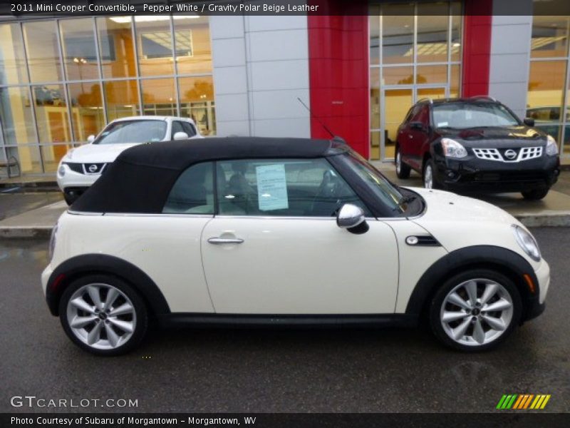 Pepper White / Gravity Polar Beige Leather 2011 Mini Cooper Convertible