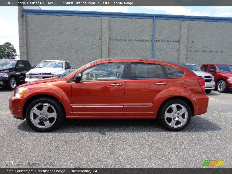 Sunburst Orange Pearl / Pastel Pebble Beige 2007 Dodge Caliber R/T AWD