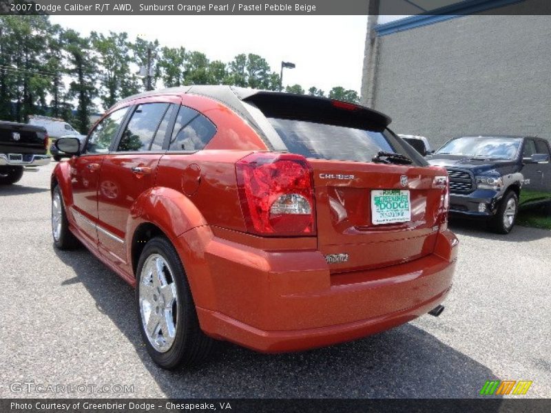 Sunburst Orange Pearl / Pastel Pebble Beige 2007 Dodge Caliber R/T AWD