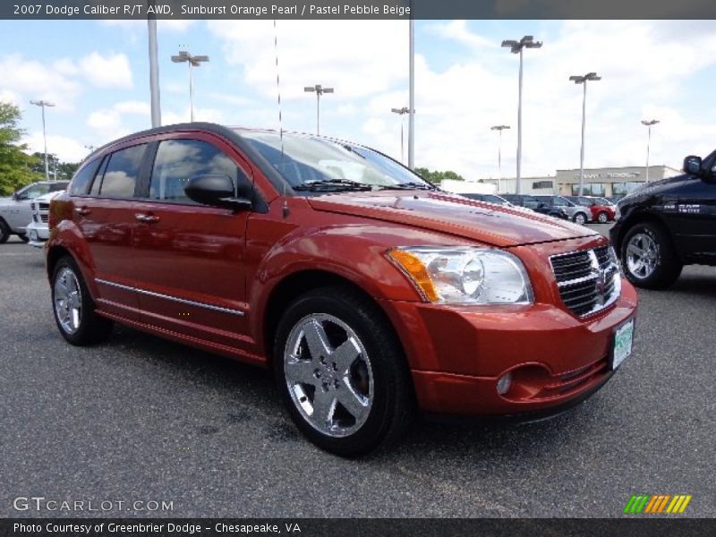 Sunburst Orange Pearl / Pastel Pebble Beige 2007 Dodge Caliber R/T AWD