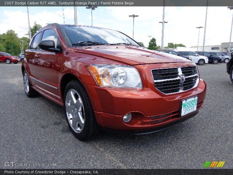 Sunburst Orange Pearl / Pastel Pebble Beige 2007 Dodge Caliber R/T AWD