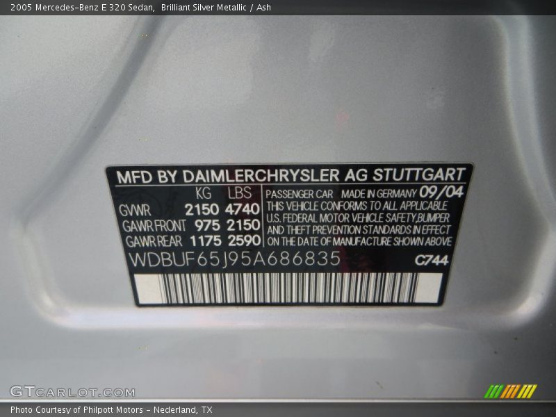 Brilliant Silver Metallic / Ash 2005 Mercedes-Benz E 320 Sedan