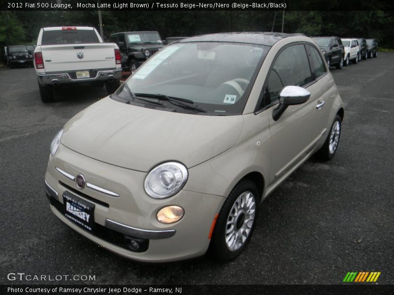 Mocha Latte (Light Brown) / Tessuto Beige-Nero/Nero (Beige-Black/Black) 2012 Fiat 500 Lounge