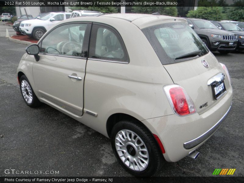 Mocha Latte (Light Brown) / Tessuto Beige-Nero/Nero (Beige-Black/Black) 2012 Fiat 500 Lounge