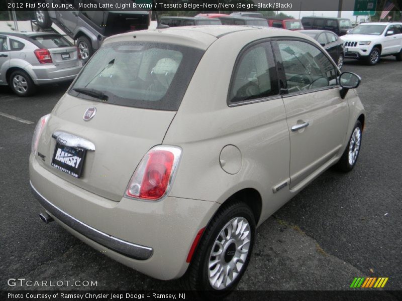 Mocha Latte (Light Brown) / Tessuto Beige-Nero/Nero (Beige-Black/Black) 2012 Fiat 500 Lounge