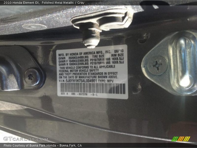Polished Metal Metallic / Gray 2010 Honda Element EX