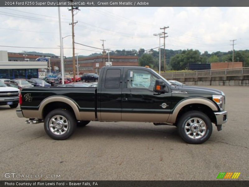 Green Gem Metallic / Adobe 2014 Ford F250 Super Duty Lariat SuperCab 4x4