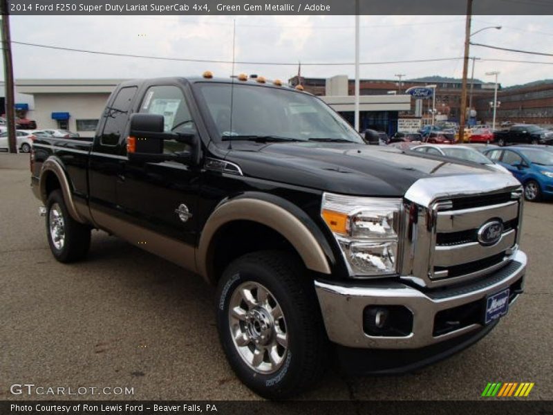 Green Gem Metallic / Adobe 2014 Ford F250 Super Duty Lariat SuperCab 4x4