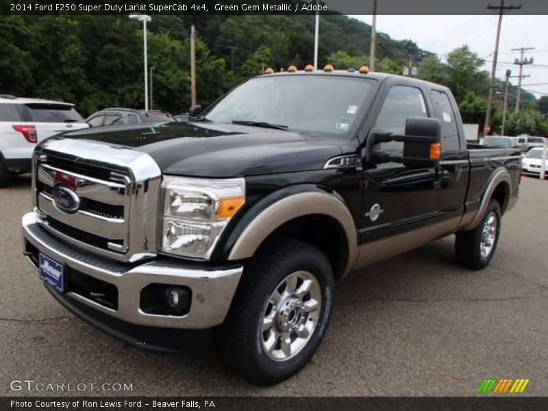 Green Gem Metallic / Adobe 2014 Ford F250 Super Duty Lariat SuperCab 4x4