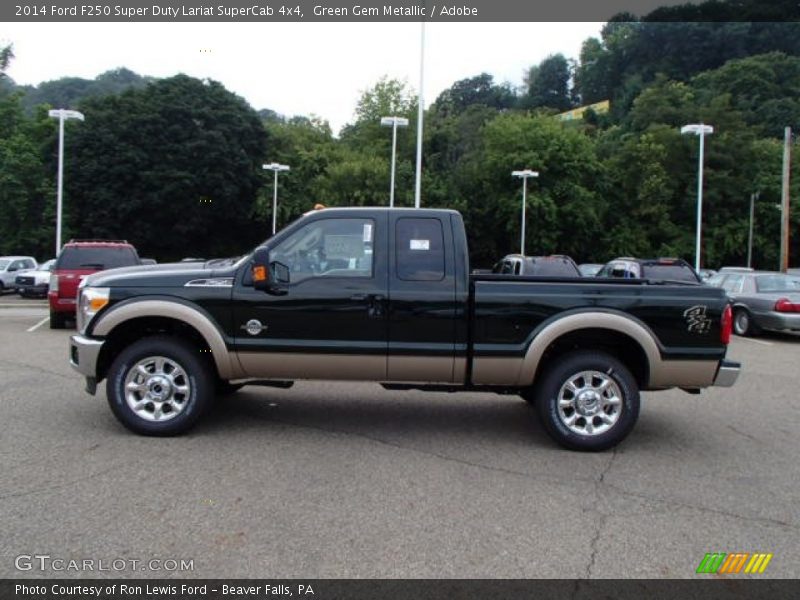 Green Gem Metallic / Adobe 2014 Ford F250 Super Duty Lariat SuperCab 4x4