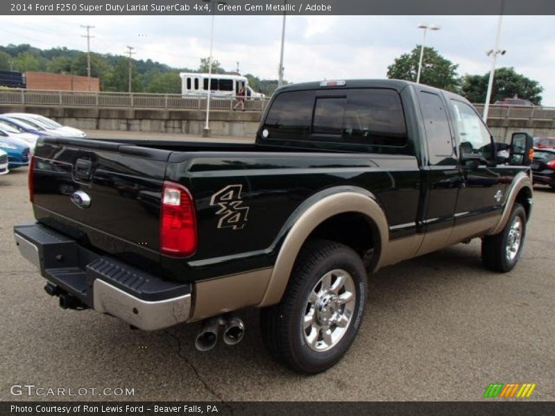 Green Gem Metallic / Adobe 2014 Ford F250 Super Duty Lariat SuperCab 4x4