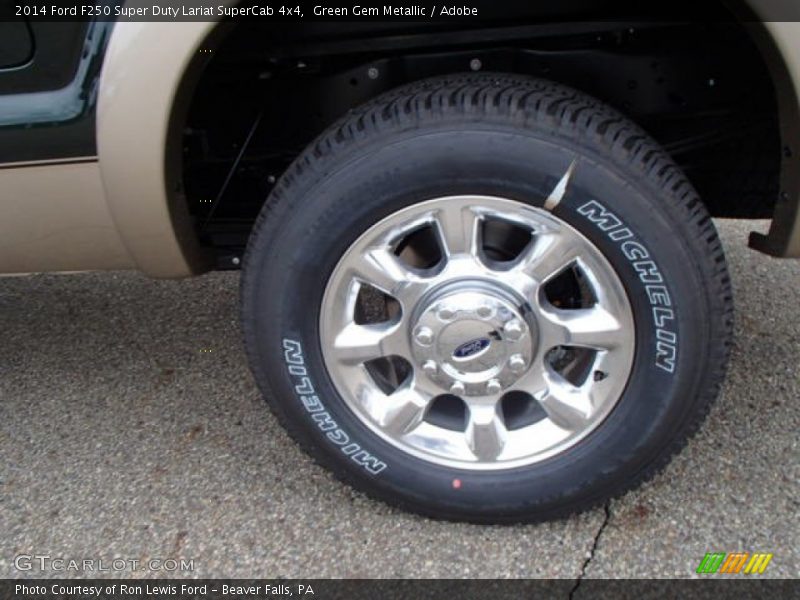 Green Gem Metallic / Adobe 2014 Ford F250 Super Duty Lariat SuperCab 4x4
