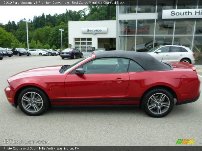 Red Candy Metallic / Charcoal Black 2010 Ford Mustang V6 Premium Convertible