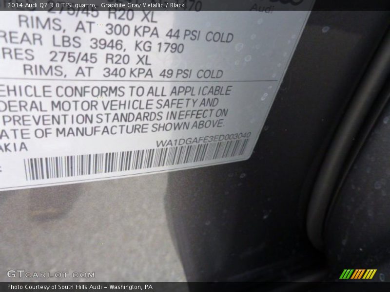 Graphite Gray Metallic / Black 2014 Audi Q7 3.0 TFSI quattro
