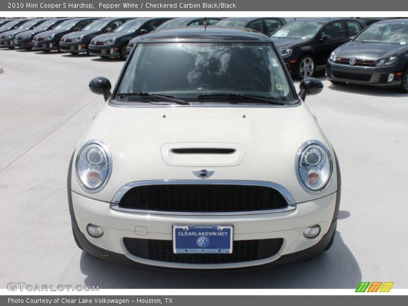 Pepper White / Checkered Carbon Black/Black 2010 Mini Cooper S Hardtop