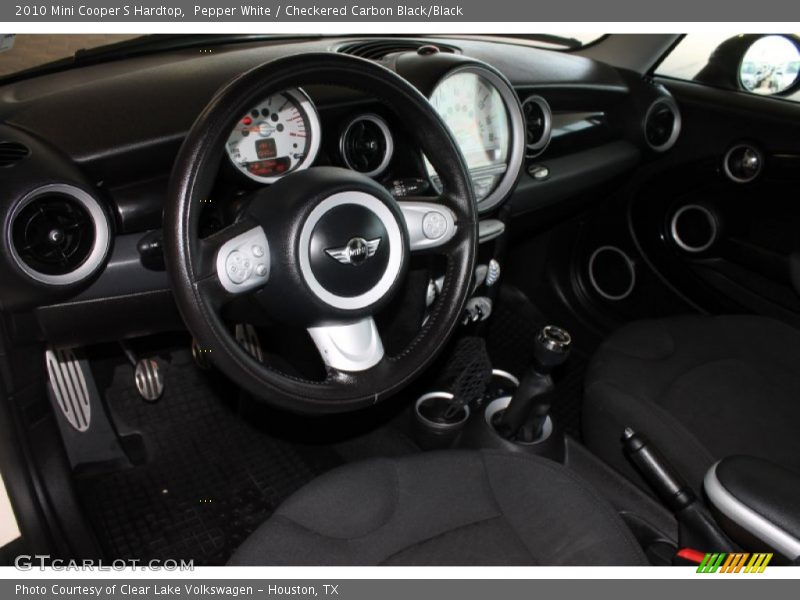Pepper White / Checkered Carbon Black/Black 2010 Mini Cooper S Hardtop