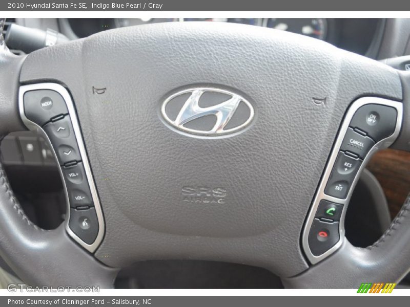 Indigo Blue Pearl / Gray 2010 Hyundai Santa Fe SE