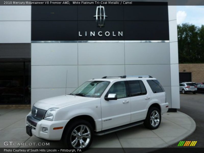 White Platinum Tri-Coat Metallic / Camel 2010 Mercury Mountaineer V8 Premier AWD