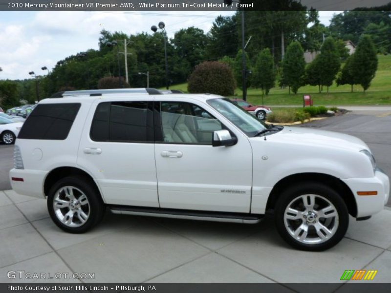 White Platinum Tri-Coat Metallic / Camel 2010 Mercury Mountaineer V8 Premier AWD