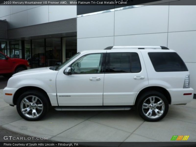 White Platinum Tri-Coat Metallic / Camel 2010 Mercury Mountaineer V8 Premier AWD