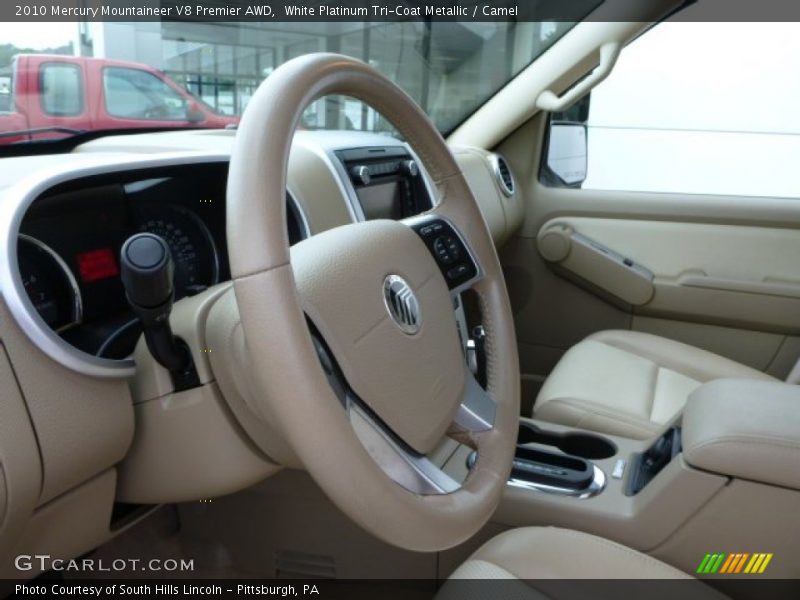 White Platinum Tri-Coat Metallic / Camel 2010 Mercury Mountaineer V8 Premier AWD