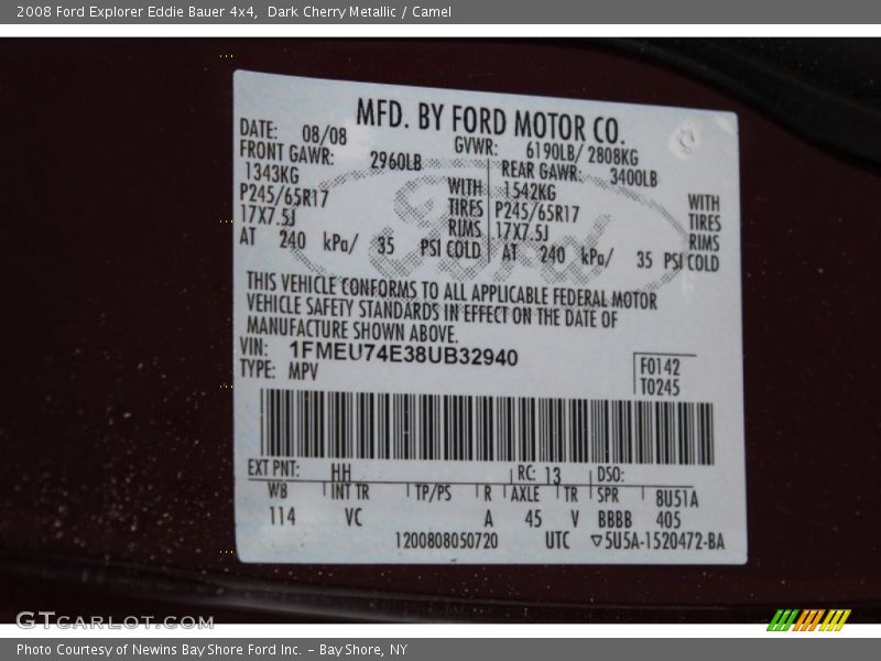Dark Cherry Metallic / Camel 2008 Ford Explorer Eddie Bauer 4x4