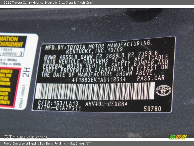 Magnetic Gray Metallic / Ash Gray 2010 Toyota Camry Hybrid