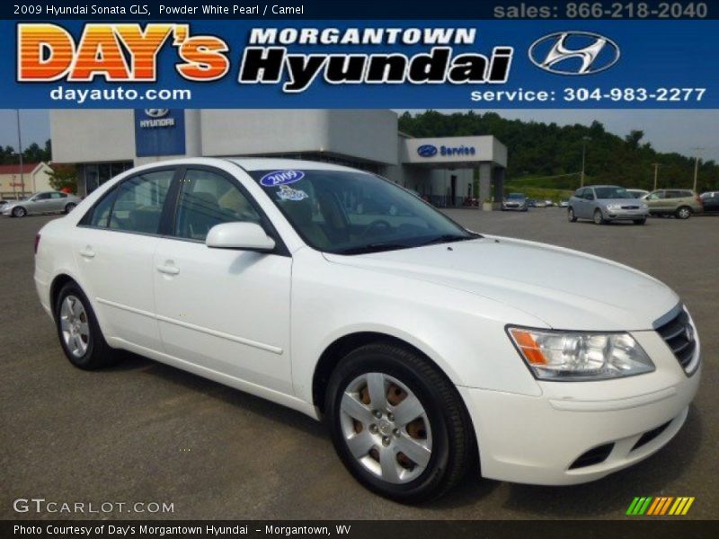 Powder White Pearl / Camel 2009 Hyundai Sonata GLS