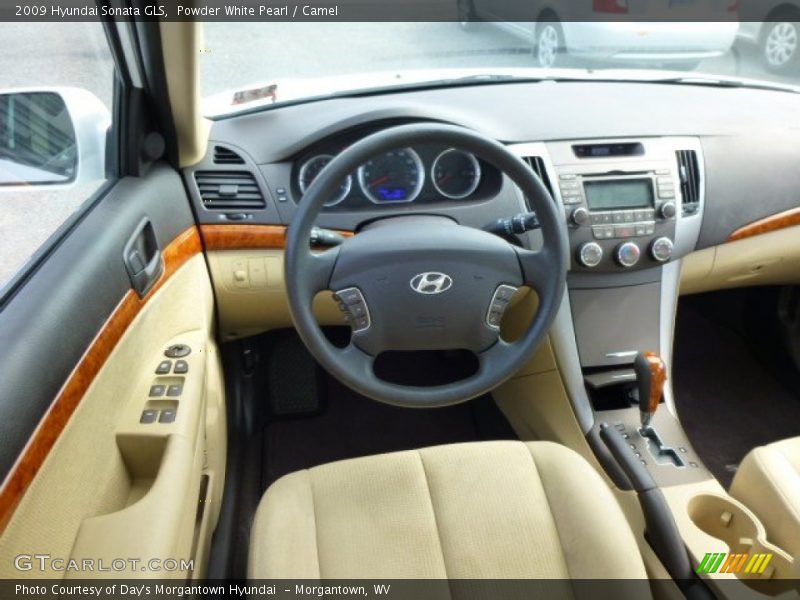 Powder White Pearl / Camel 2009 Hyundai Sonata GLS