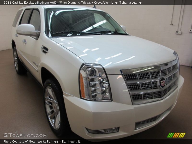 White Diamond Tricoat / Cocoa/Light Linen Tehama Leather 2011 Cadillac Escalade Platinum AWD
