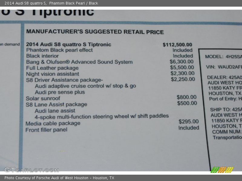  2014 S8 quattro S Window Sticker
