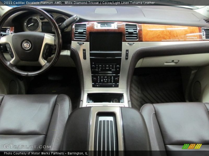 White Diamond Tricoat / Cocoa/Light Linen Tehama Leather 2011 Cadillac Escalade Platinum AWD