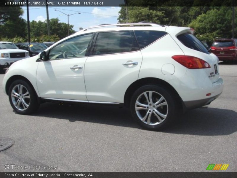 Glacier White Pearl / Beige 2010 Nissan Murano LE AWD
