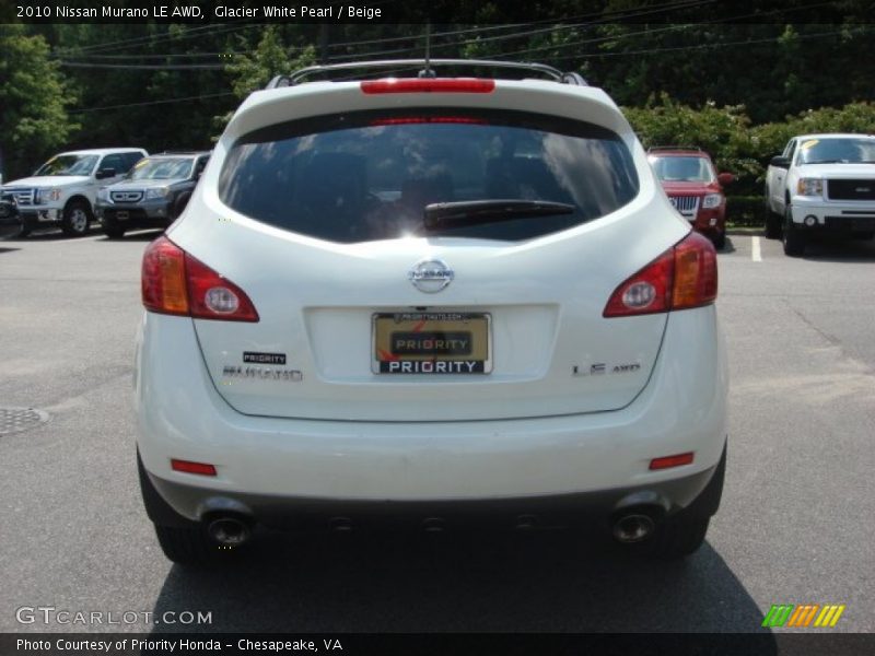 Glacier White Pearl / Beige 2010 Nissan Murano LE AWD