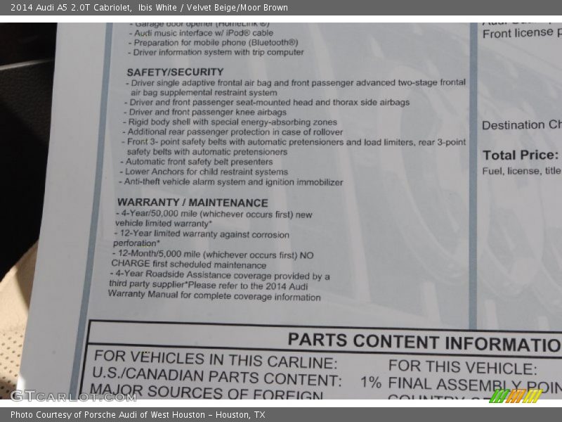 Ibis White / Velvet Beige/Moor Brown 2014 Audi A5 2.0T Cabriolet
