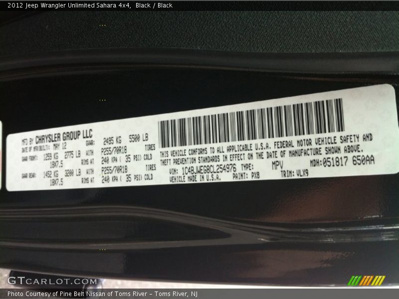 Black / Black 2012 Jeep Wrangler Unlimited Sahara 4x4