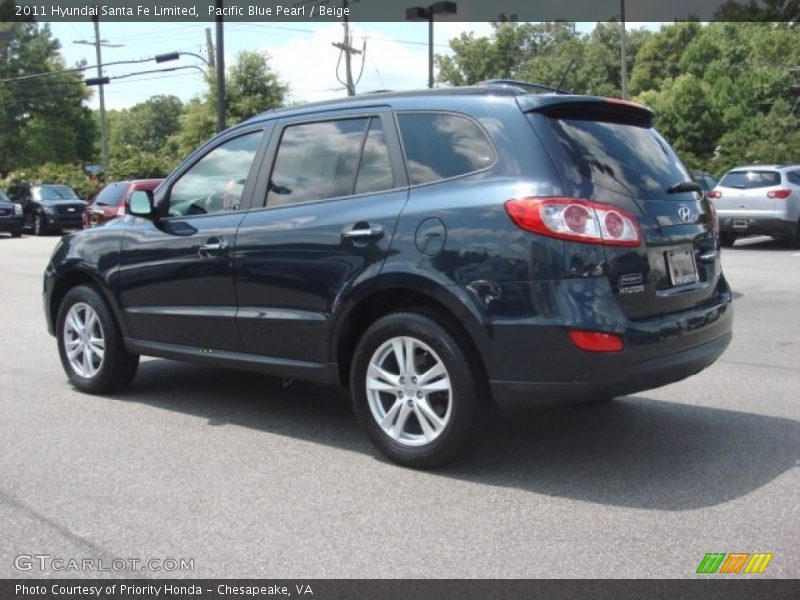 Pacific Blue Pearl / Beige 2011 Hyundai Santa Fe Limited