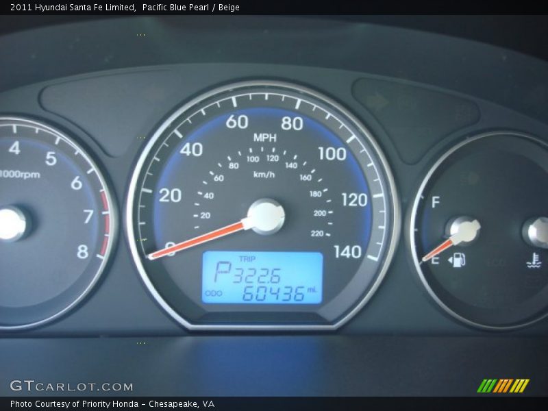 Pacific Blue Pearl / Beige 2011 Hyundai Santa Fe Limited