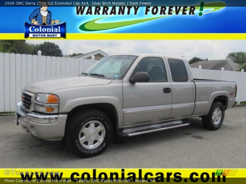 Silver Birch Metallic / Dark Pewter 2006 GMC Sierra 1500 SLE Extended Cab 4x4