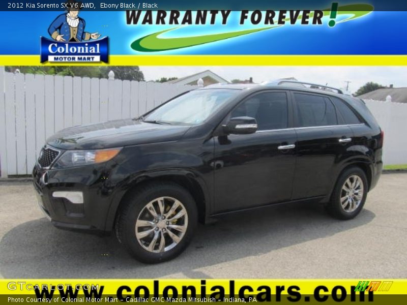 Ebony Black / Black 2012 Kia Sorento SX V6 AWD