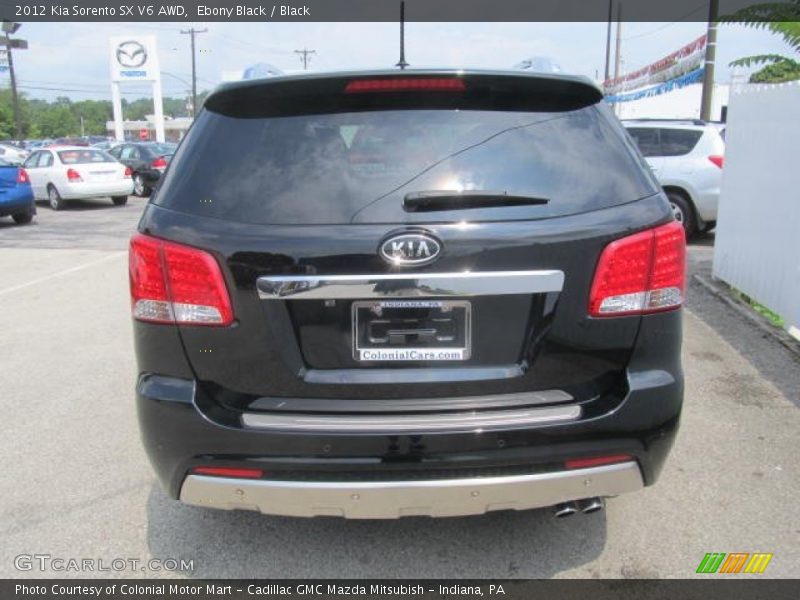 Ebony Black / Black 2012 Kia Sorento SX V6 AWD