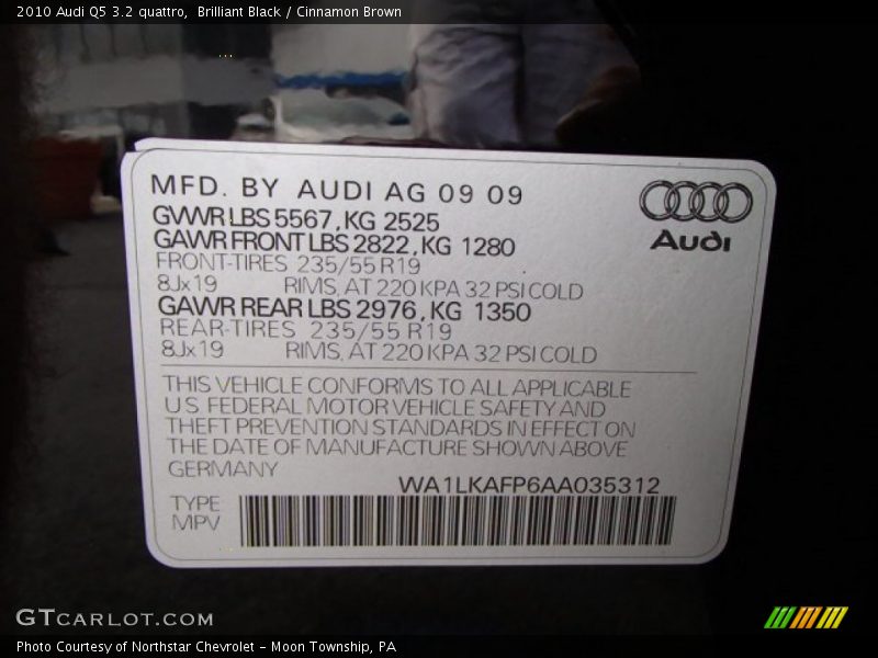 Brilliant Black / Cinnamon Brown 2010 Audi Q5 3.2 quattro