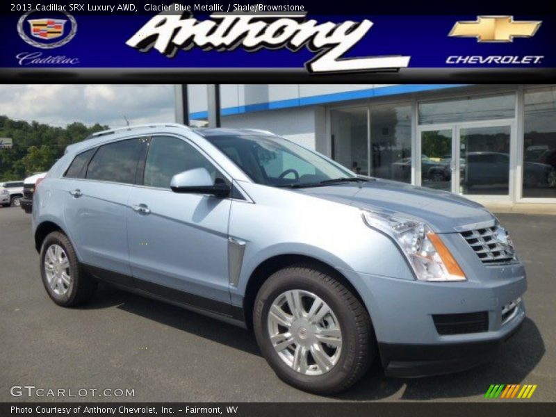 Glacier Blue Metallic / Shale/Brownstone 2013 Cadillac SRX Luxury AWD