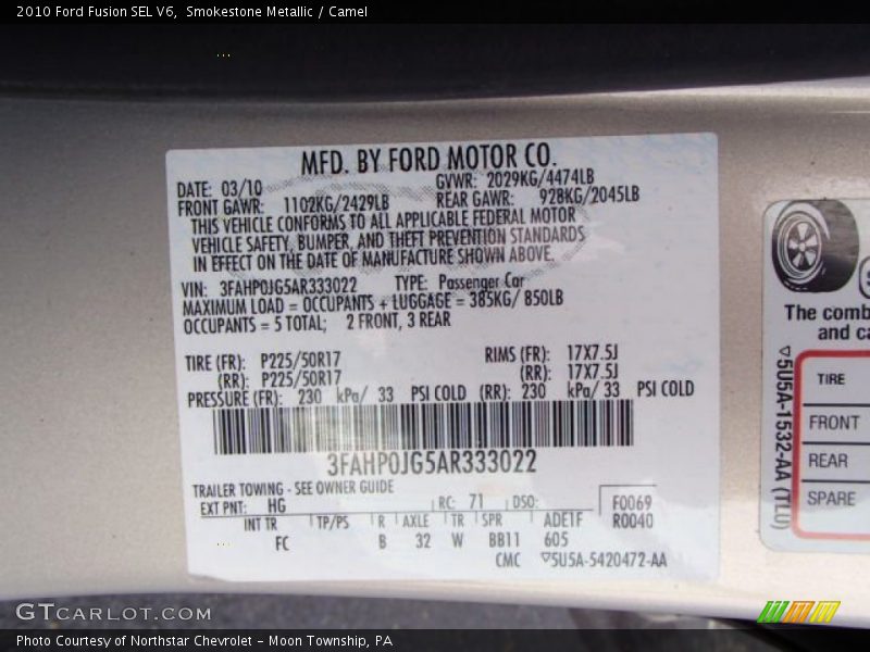 Smokestone Metallic / Camel 2010 Ford Fusion SEL V6