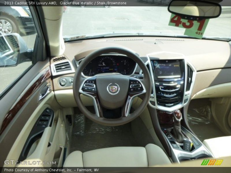 Glacier Blue Metallic / Shale/Brownstone 2013 Cadillac SRX Luxury AWD