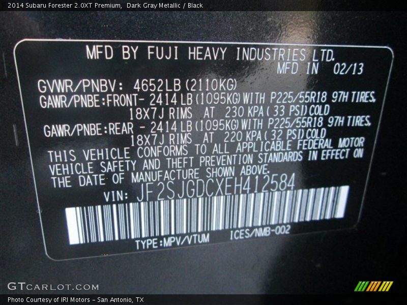 Dark Gray Metallic / Black 2014 Subaru Forester 2.0XT Premium