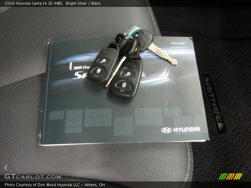 Bright Silver / Black 2009 Hyundai Santa Fe SE 4WD