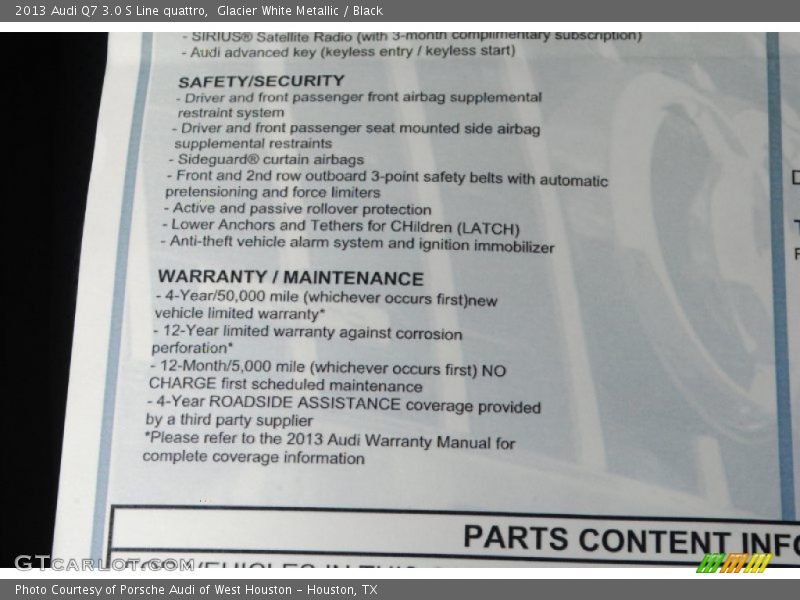 Glacier White Metallic / Black 2013 Audi Q7 3.0 S Line quattro