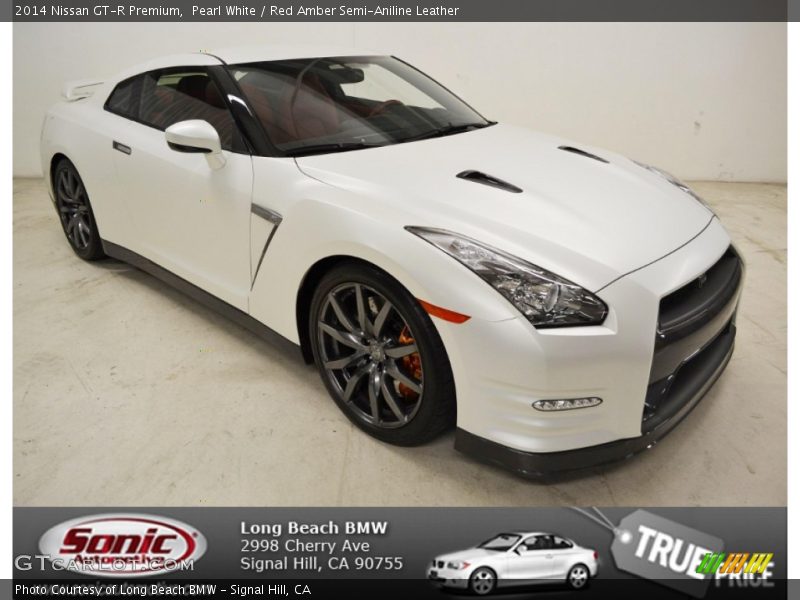 Pearl White / Red Amber Semi-Aniline Leather 2014 Nissan GT-R Premium