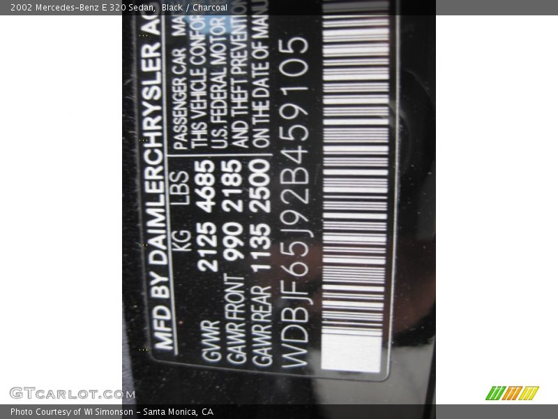 Black / Charcoal 2002 Mercedes-Benz E 320 Sedan